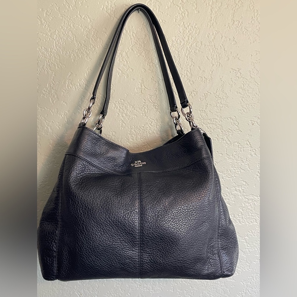 Coach Black Pebbled Leather Lexy Shoulder Bag